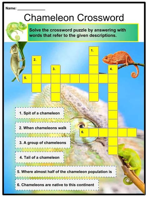 The Crossword Solver found 30 answers to "Woody's "chameleon", 5 letters crossword clue. . Distinctive features of a chameleon crossword